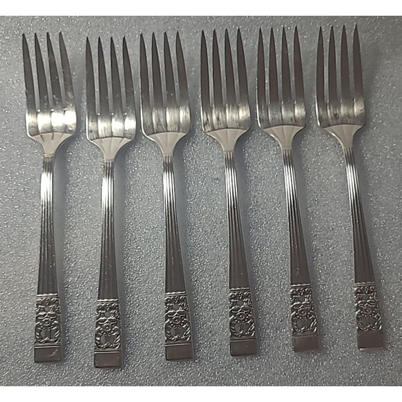 Oneida Community CORONATION Silverplate 6 Salad Forks 1936 Silverware Flatware - Picture 1 of 7